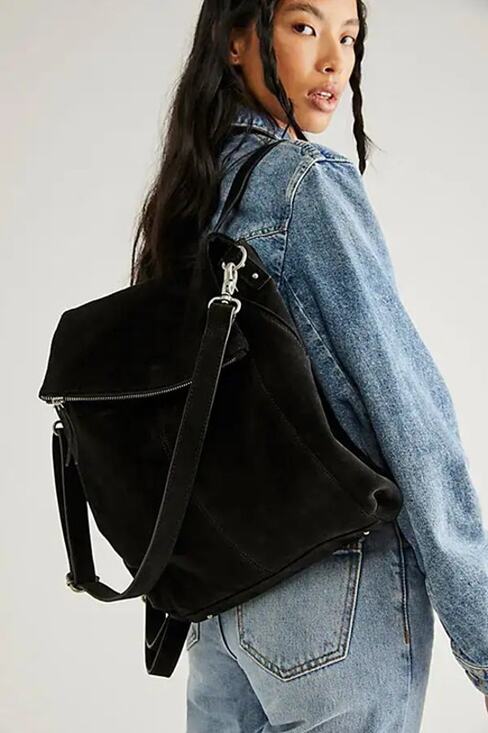 Free People Camilla Suede Leather Convertible Backpack Black main image 7